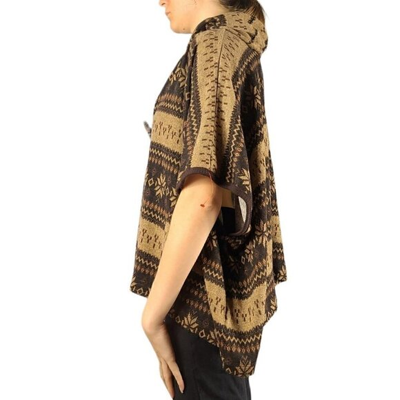 Forever 21 Cheveron Pattern Western Brown Poncho Shawl - Picture 2 of 4